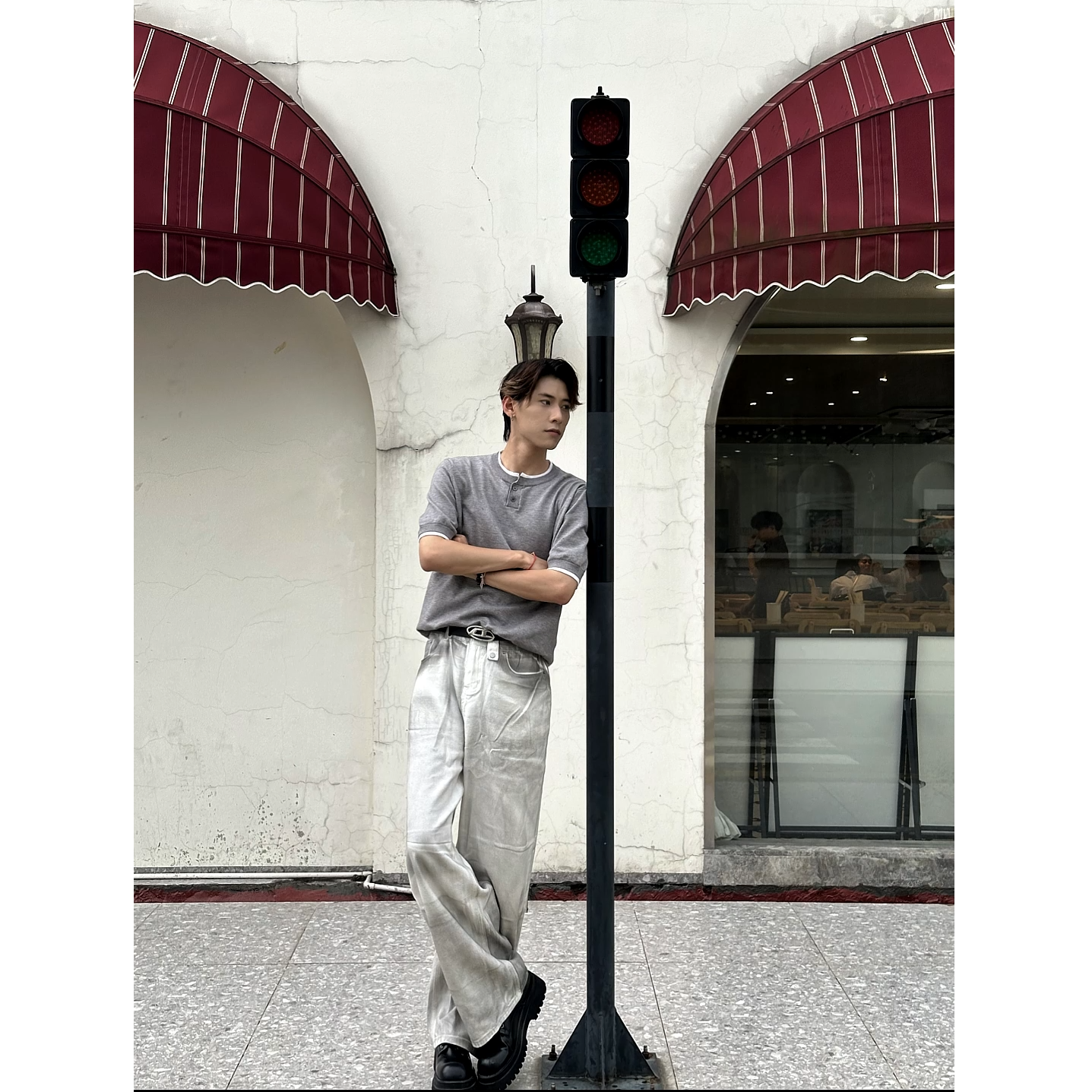 JN||美式复古做旧设计感直筒休闲裤男女百搭阔腿长裤高街牛仔裤
