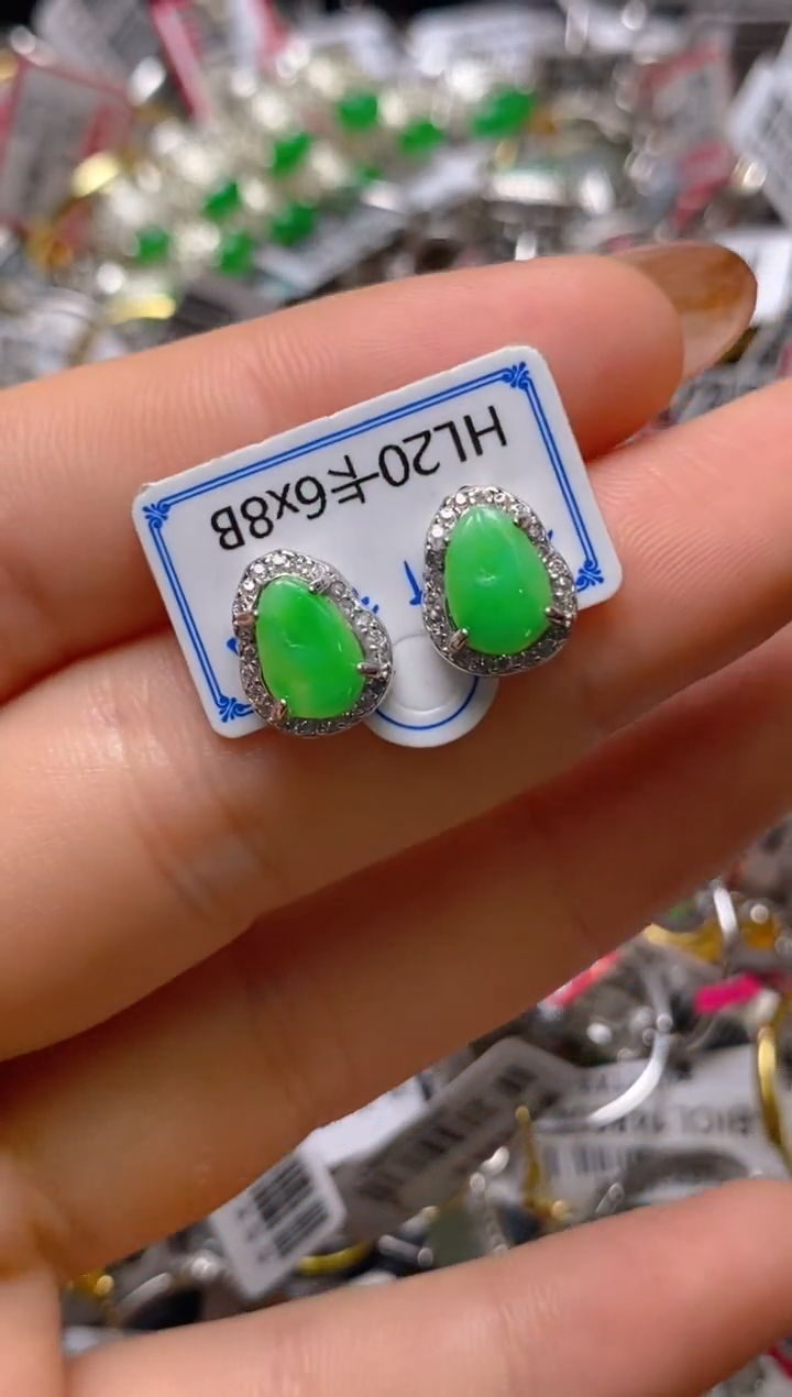 银S925镶嵌戒指翡翠百内无证书