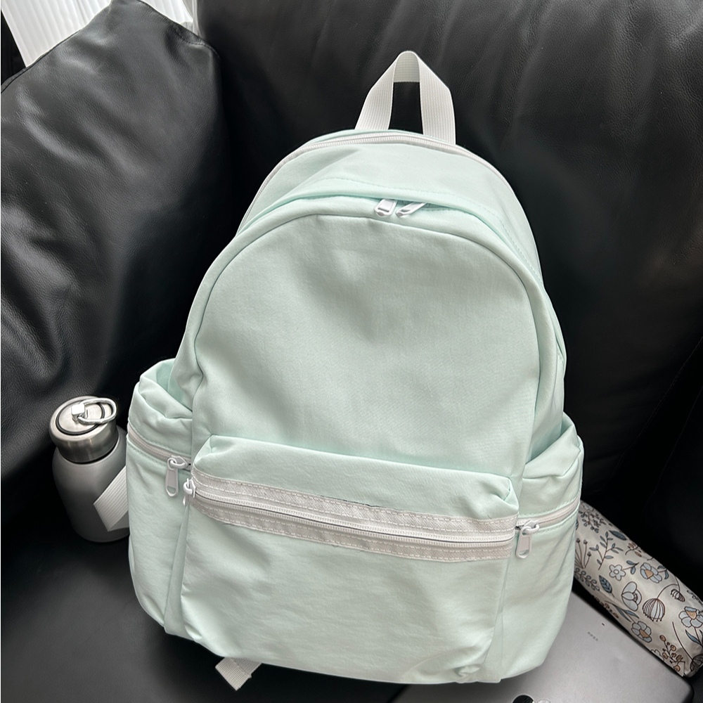 小众日系新款纯色大容量双肩包高中大学生书包14寸电脑包春游背包
