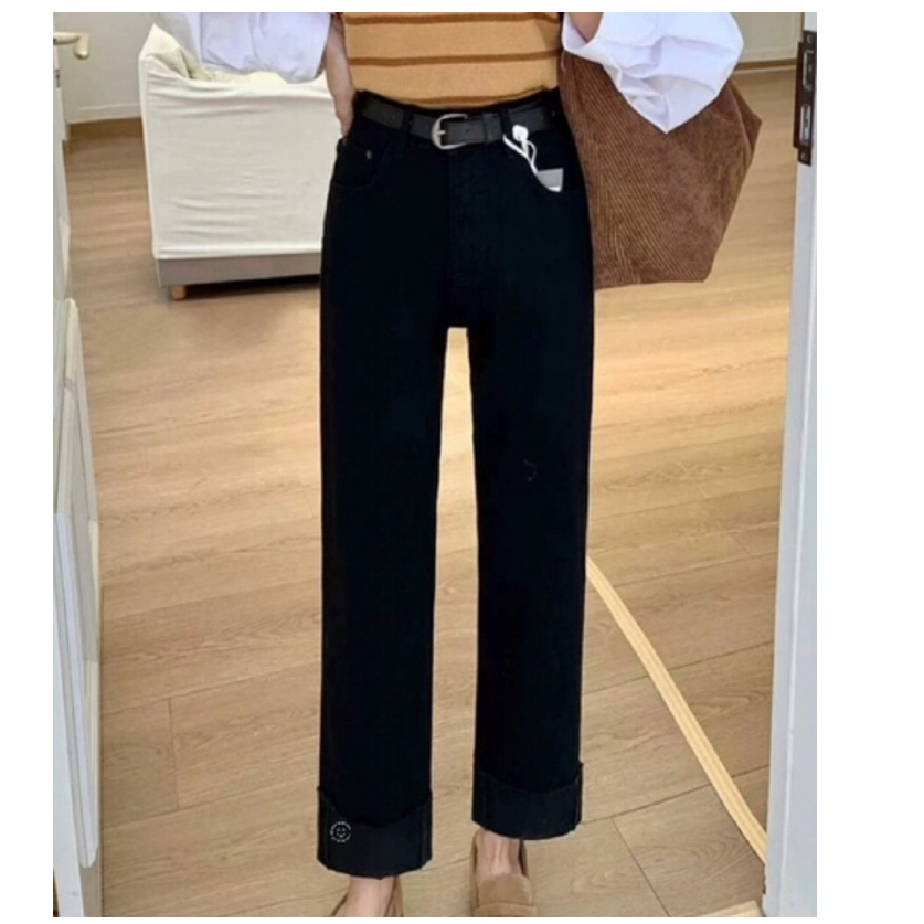 【南油玲姐】黑色加绒新款牛仔裤77117