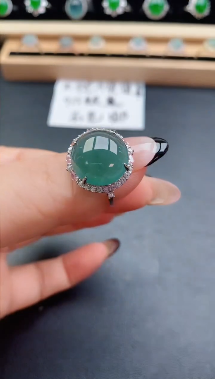 翡翠戒指银S925镶嵌508500