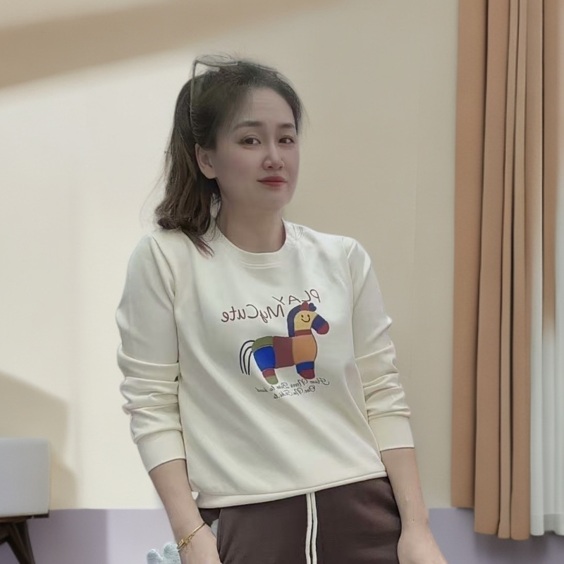 《丽丽家》韩版时尚秋冬卫衣上衣套头气质遮肉显瘦个性印花百搭休闲