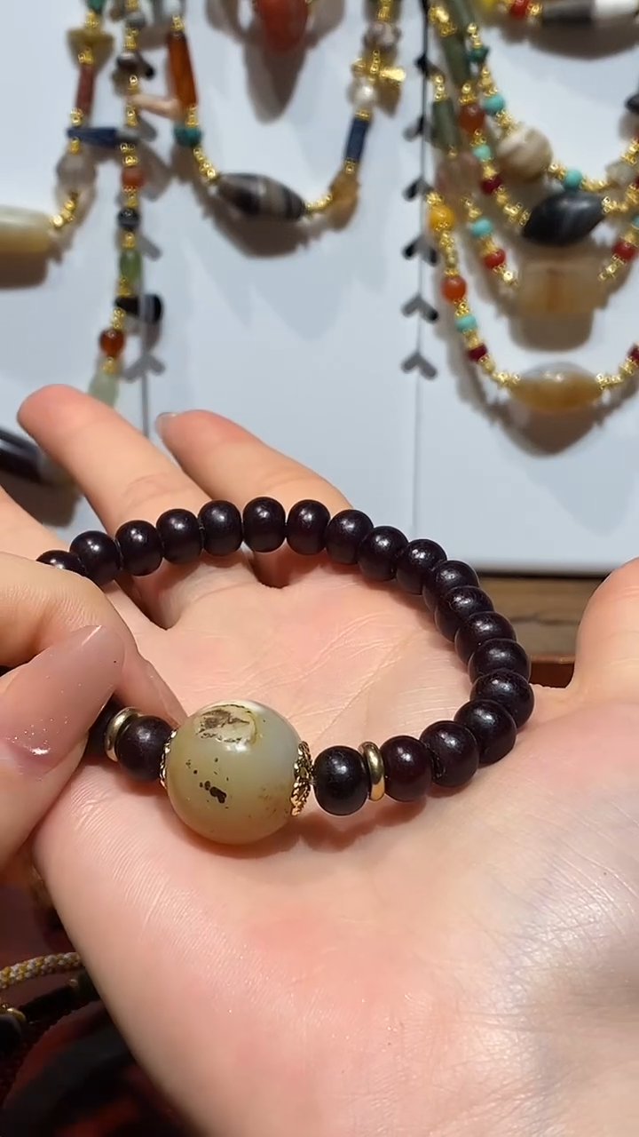 合金手链玛瑙/玉髓玉髓清玛菩提根手串 