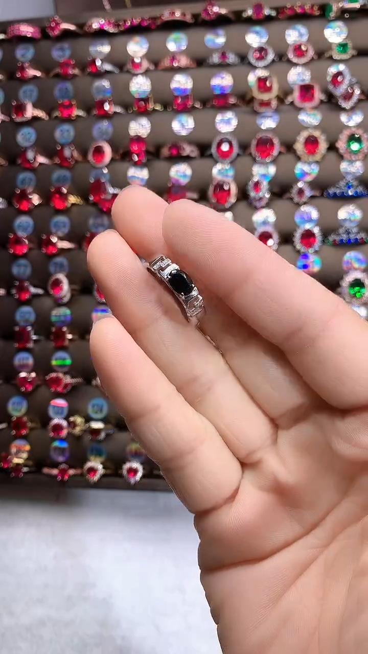 【闪购商品】蓝宝石戒指银S925镶嵌银色山蓝