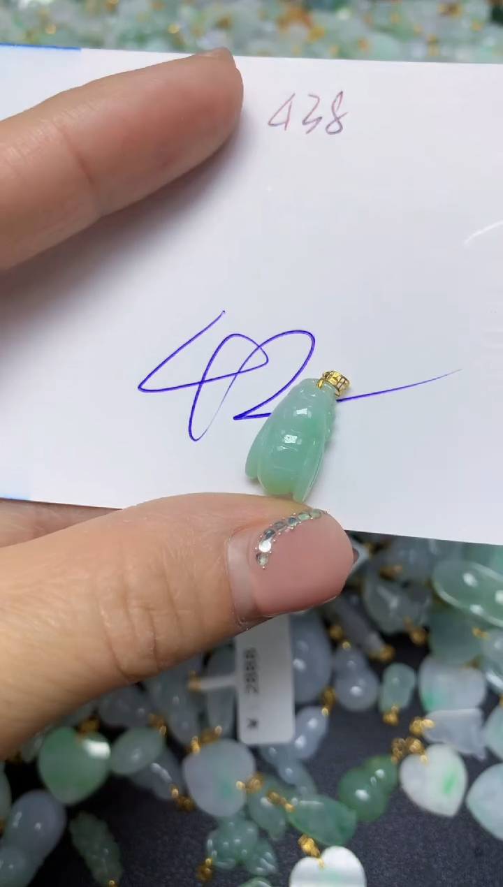 【闪购商品】翡翠挂件18K金镶嵌 天然翡翠A货