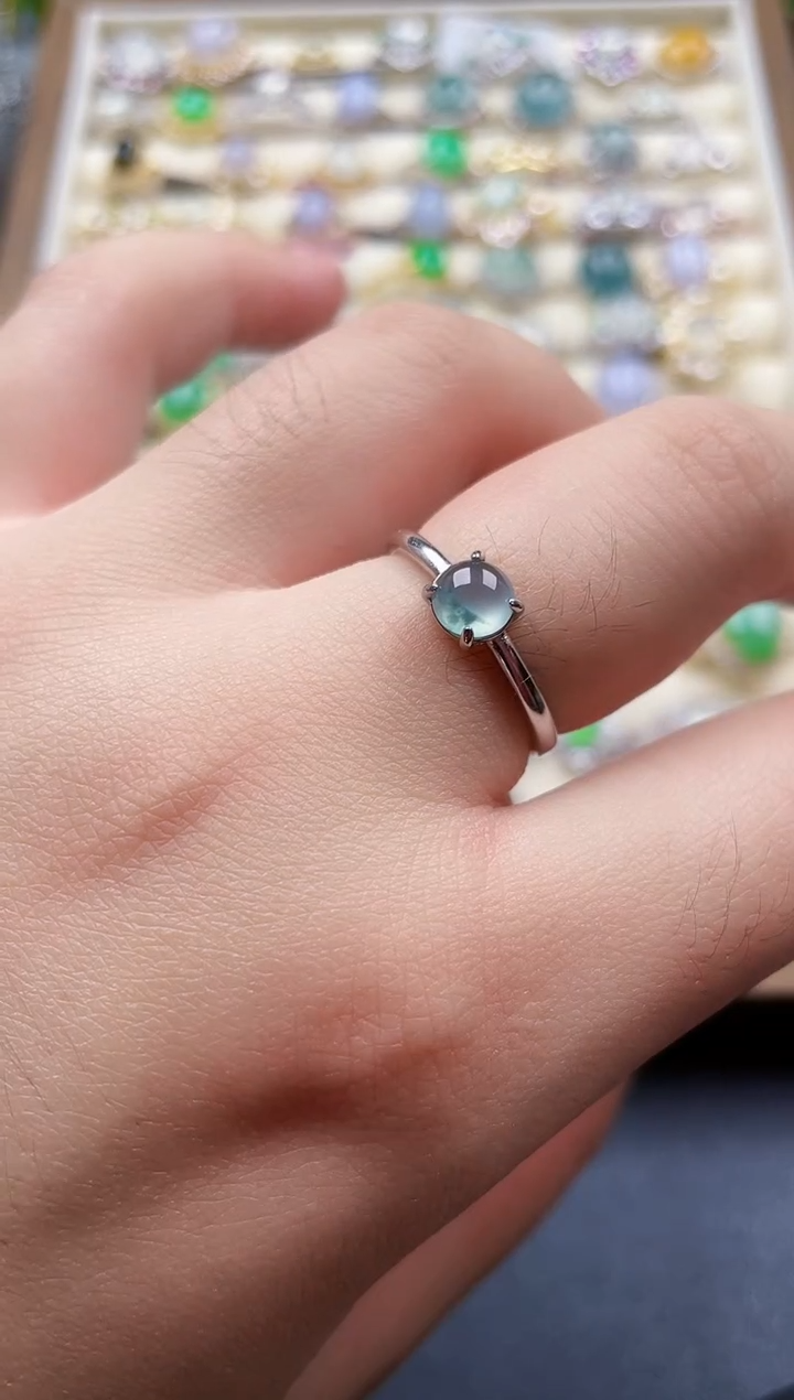 银S925镶嵌戒指翡翠1