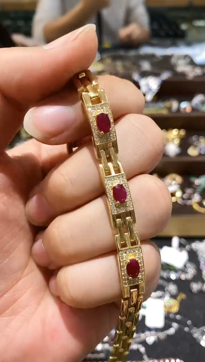 【闪购商品】红宝石手链银S925镶嵌手链