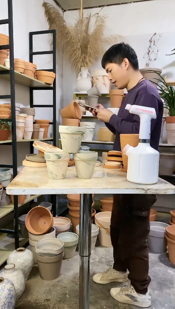 【闪购商品】陶10*10绿白陶 3盆无托