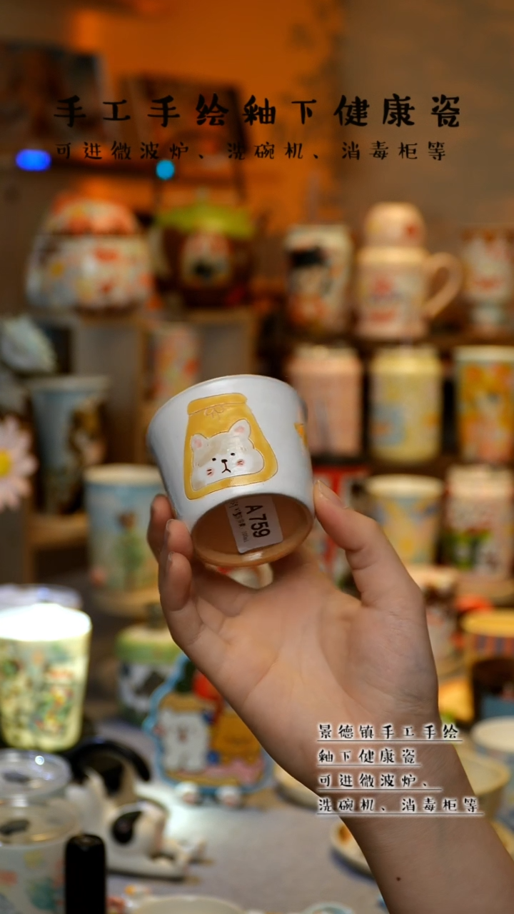 【闪购商品】杯陶瓷景德镇高温釉下彩&A759