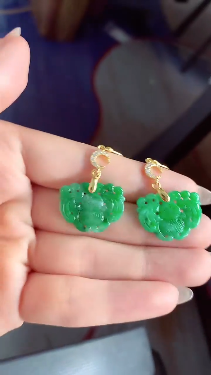 【闪购商品】翡翠耳饰银S925镶嵌耳饰