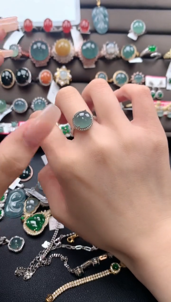 【闪购商品】翡翠戒指银S925镶嵌7657657