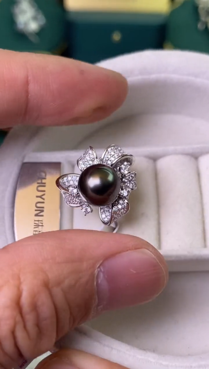 【闪购商品】海水珍珠戒指银S925镶嵌10-11