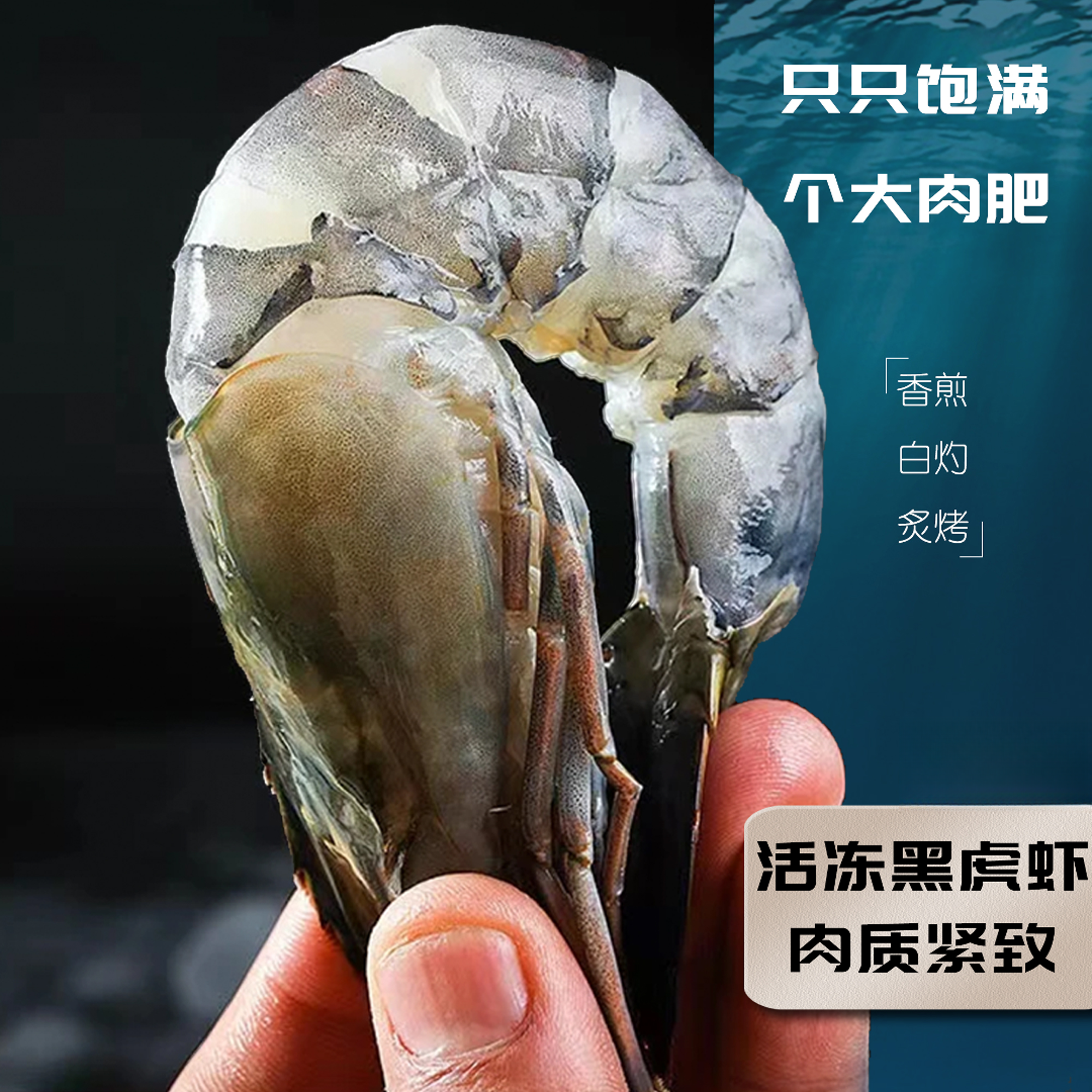 【琴岛如伊鲜】活冻黑虎虾肉质鲜美 个大肉肥 无冰品质 净重3斤/盒