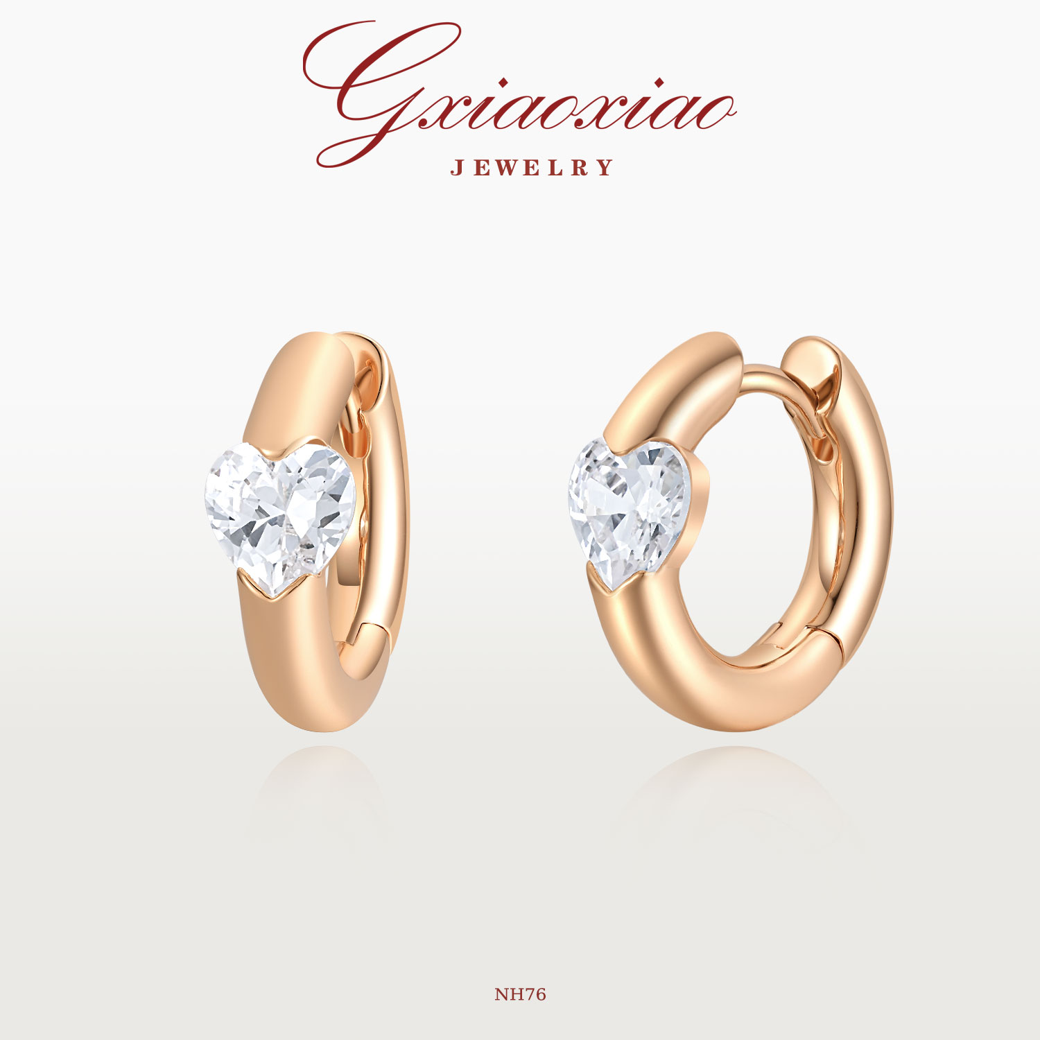 G XIAOXIAO 镀K金【心之彼岸】时尚气质百搭爱心耳环 NH190 NH76
