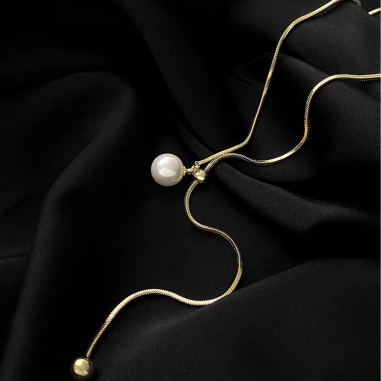 钛钢项链 R097时尚抽拉简约长款项链