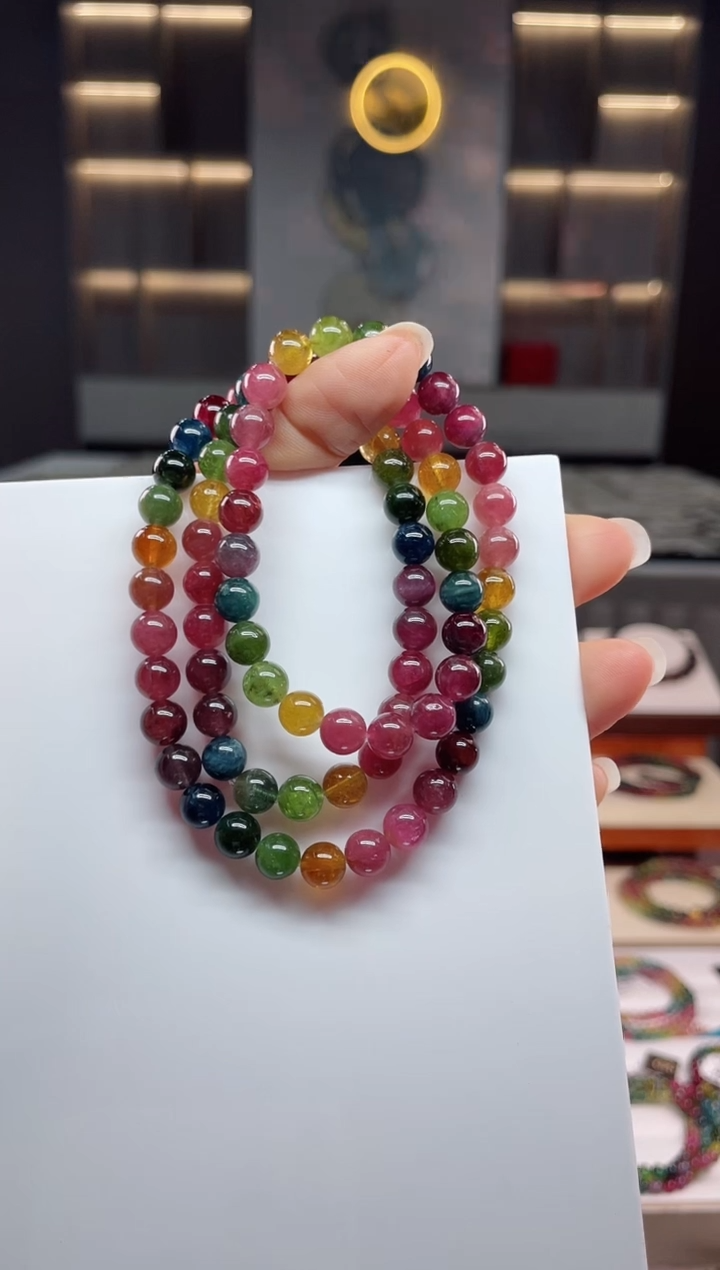 未镶嵌老矿碧玺三圈手串7mm+碧玺（多样性发一条）Q