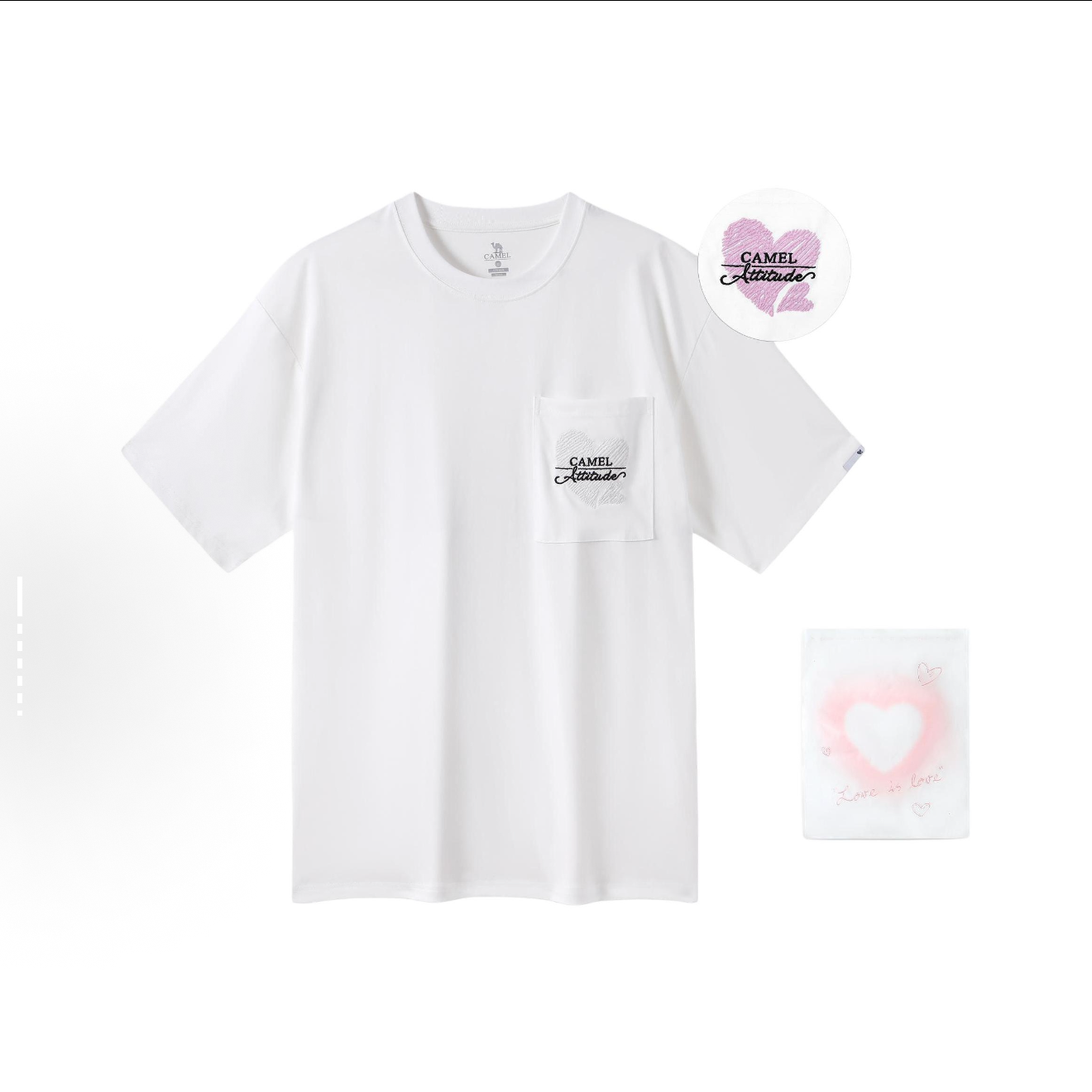 CAMEL/骆驼胶囊系列光变刺绣短袖透气圆领T恤男女同款A33BAVV142