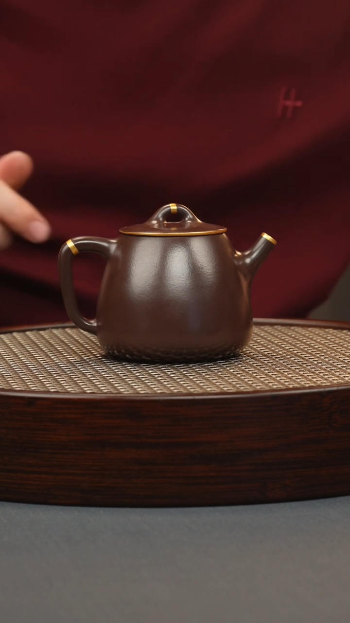 【闪购商品】紫砂茶壶紫龙血 高瓢 描金