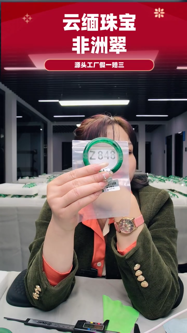 未镶嵌手镯石英质玉（非洲翠）53圈口Z848