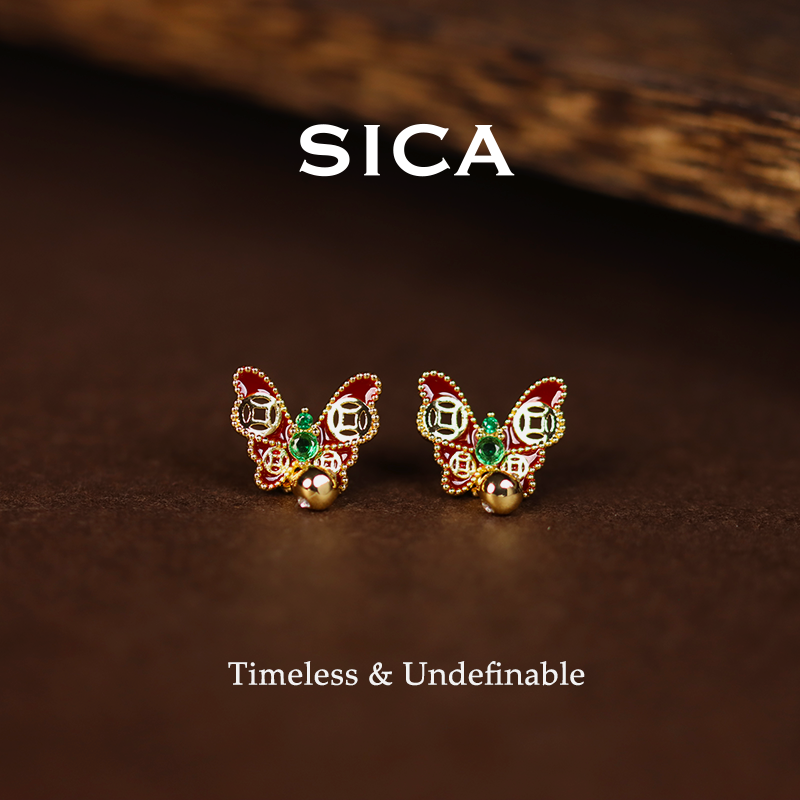 纯铜锆石耳饰 EH371【洛神翩舞】法式轻奢个性小众百搭蝴蝶耳钉