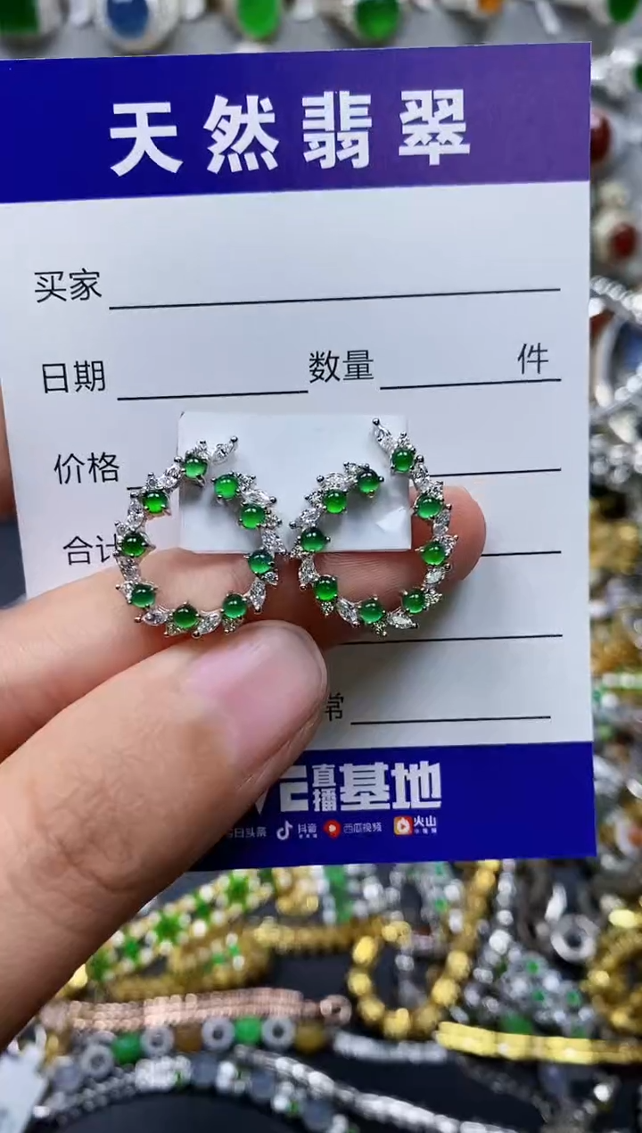 【闪购商品】翡翠耳饰银S925镶嵌0461