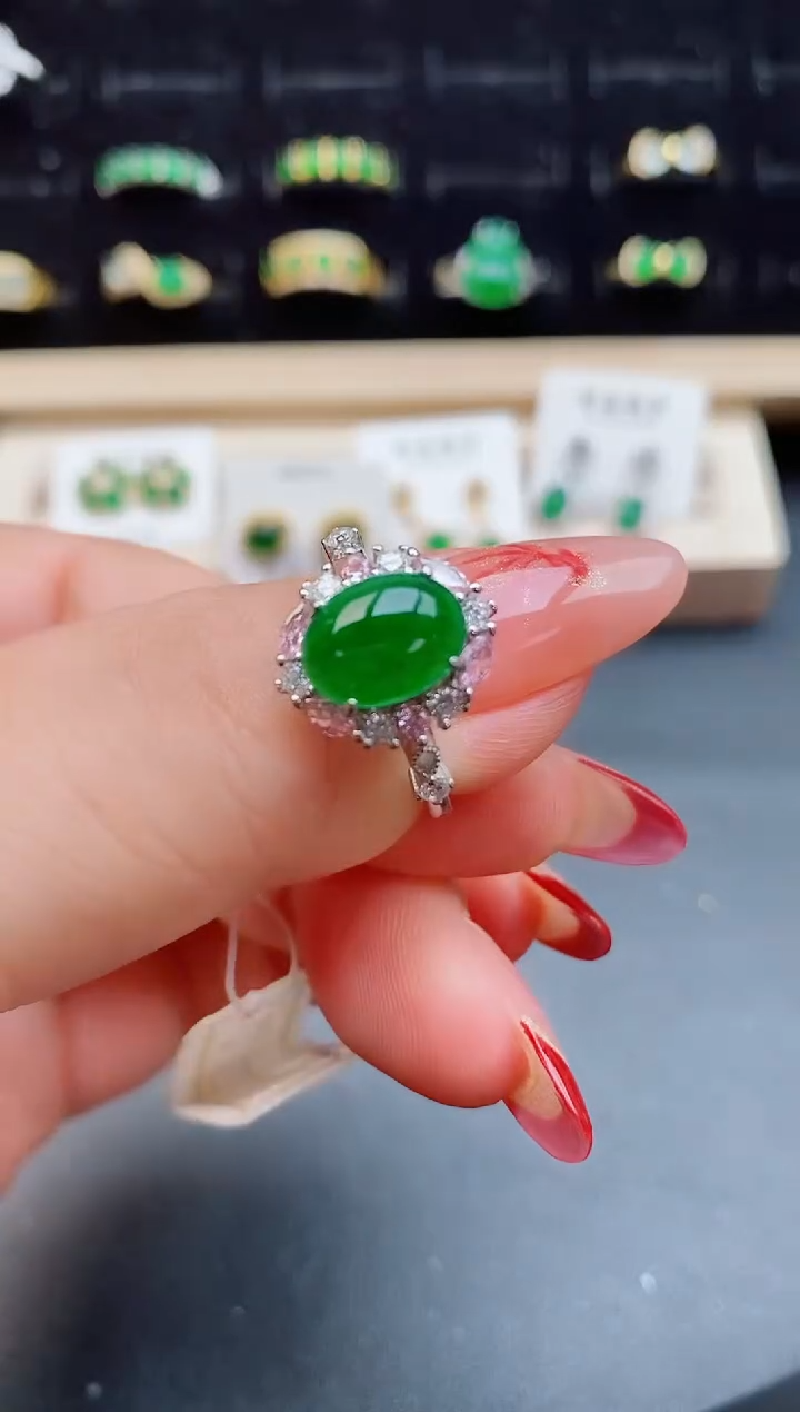 【闪购商品】翡翠戒指银S925镶嵌12112