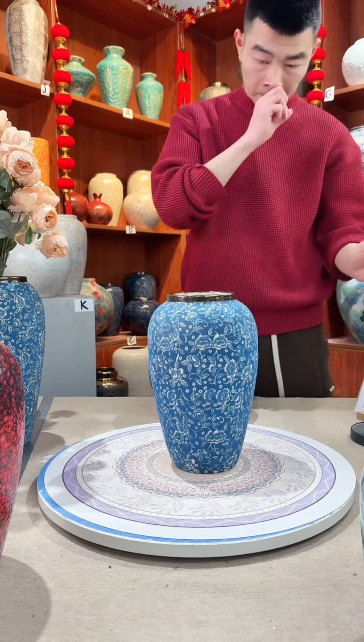 【闪购商品】瓶陶瓷花瓶 无花 芙蓉青花中号