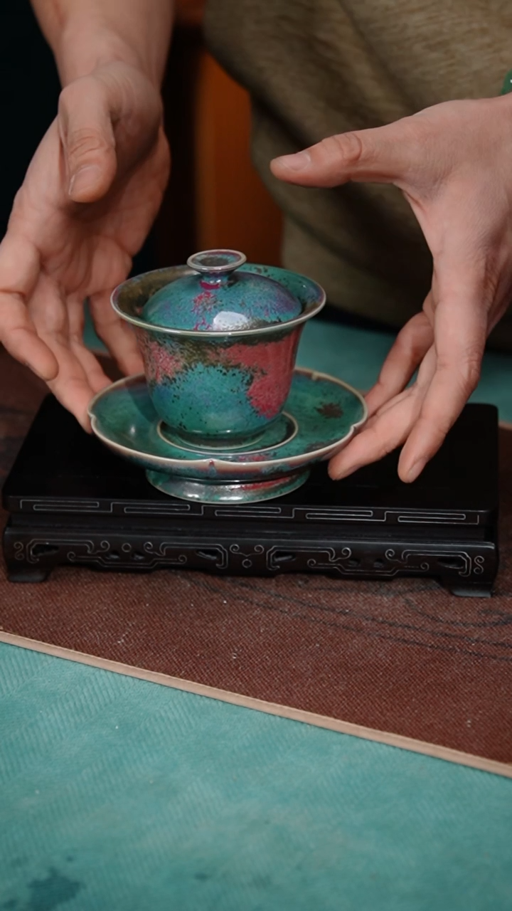 【闪购商品】200-1花底元宝三才（炉钧釉）