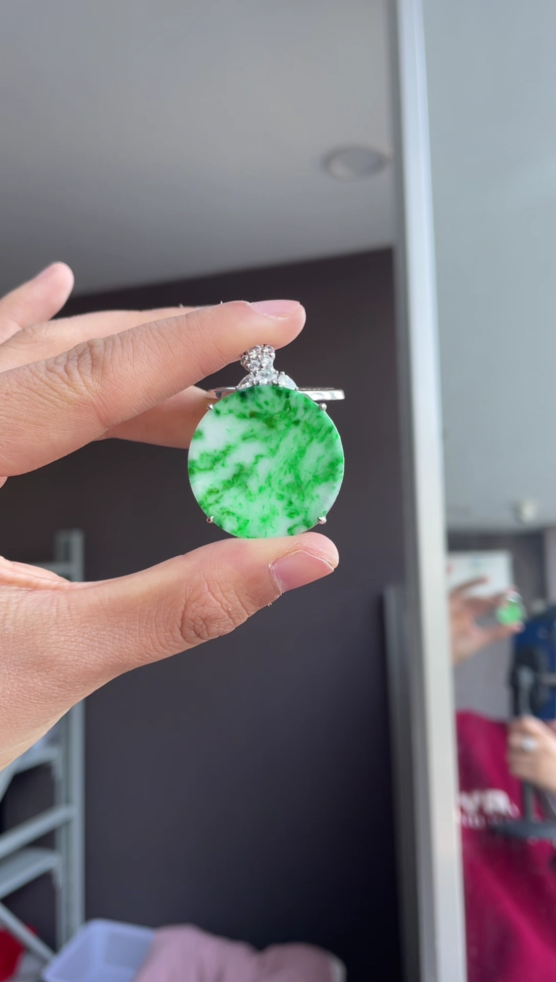 吊坠(不含链)银S925镶嵌翡翠吴*棋天然缅甸A货翡翠