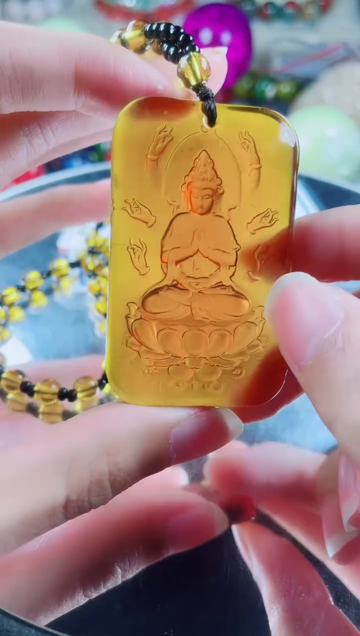 菱锰矿未镶嵌吊坠血陨晶观音吊坠