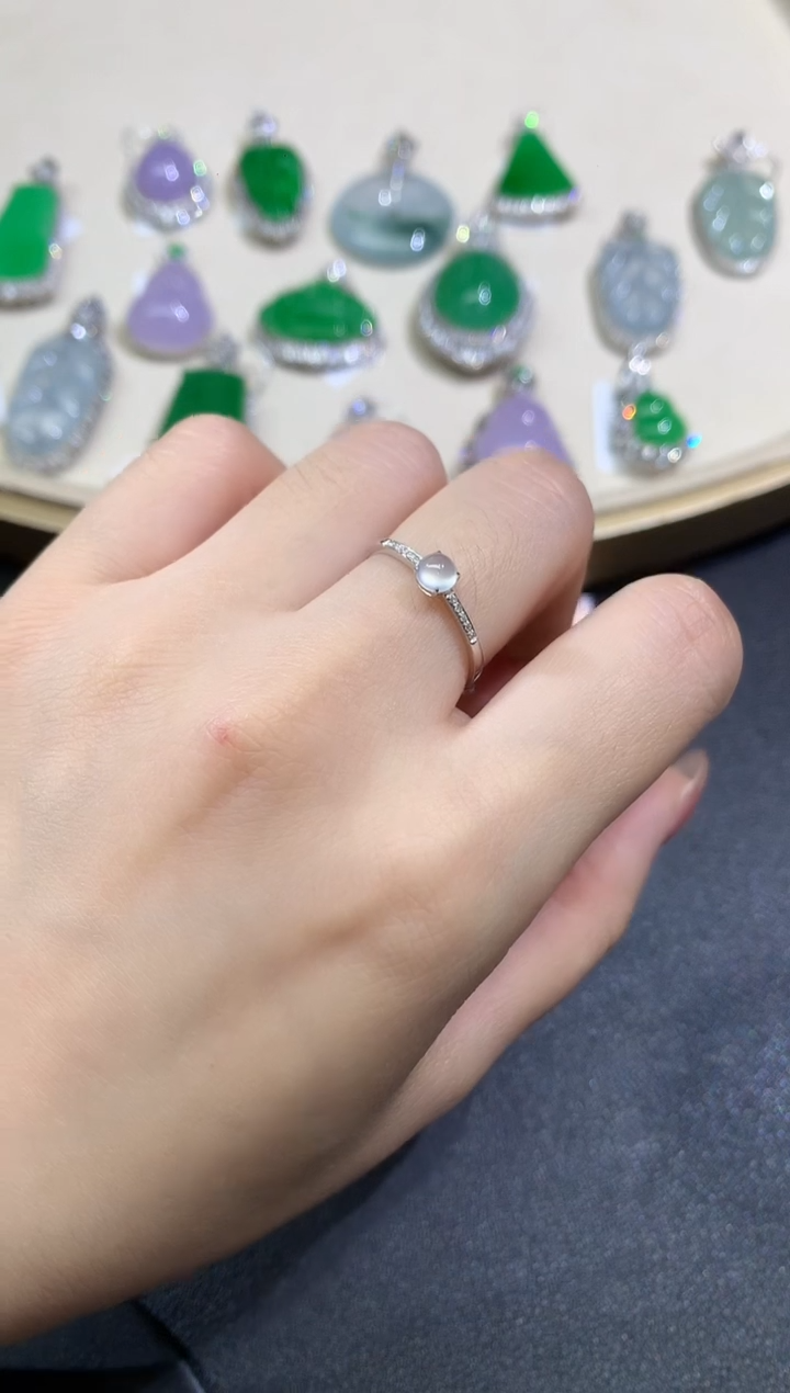 18K金镶嵌戒指翡翠戒指A1|980