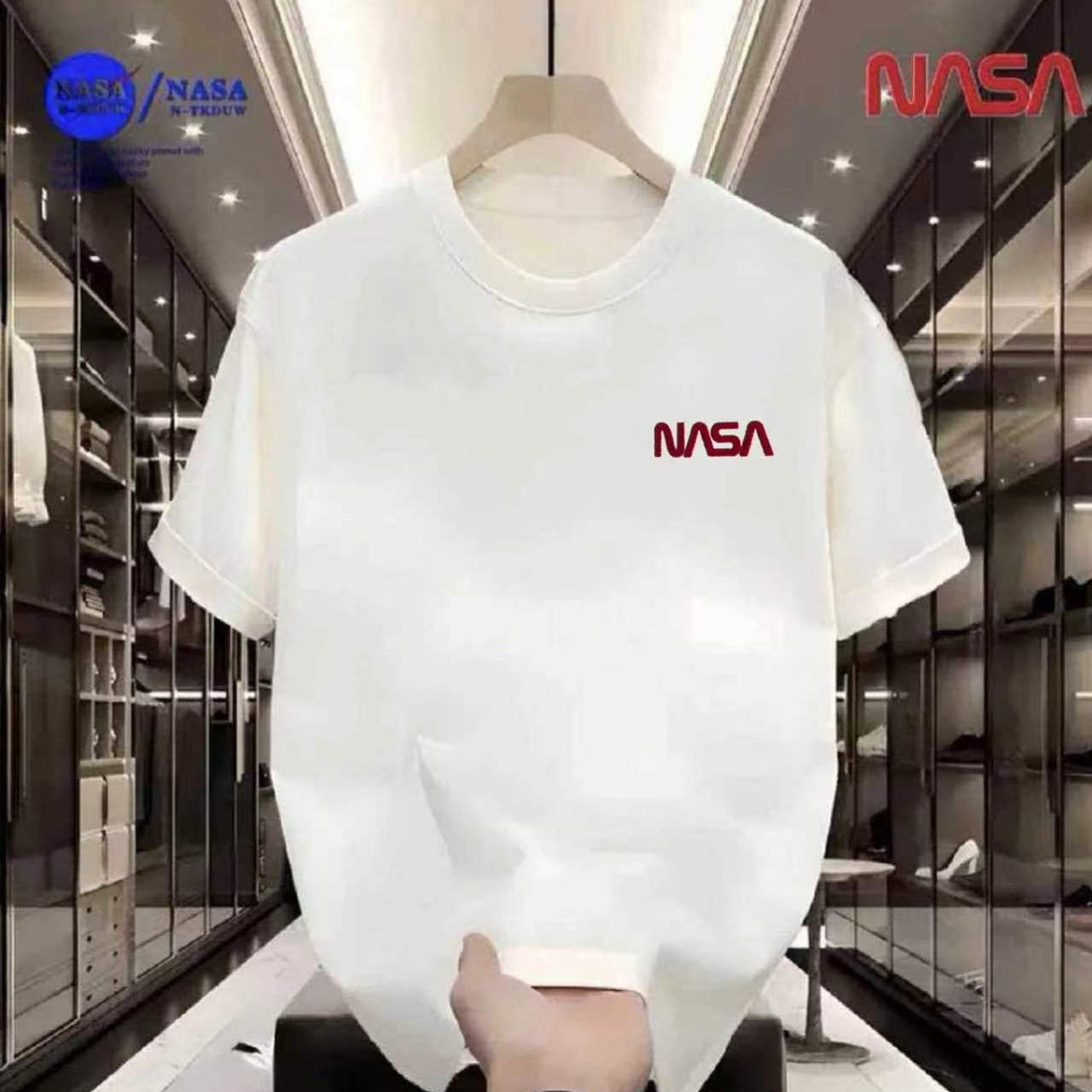 【万针刺绣】NASA联名夏季圆领短袖T恤男女同款情侣短袖