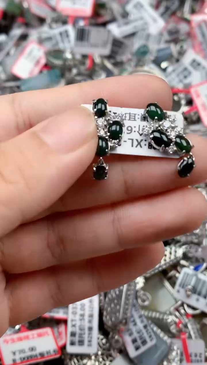 银S925镶嵌戒指翡翠天然A货缅甸翡翠