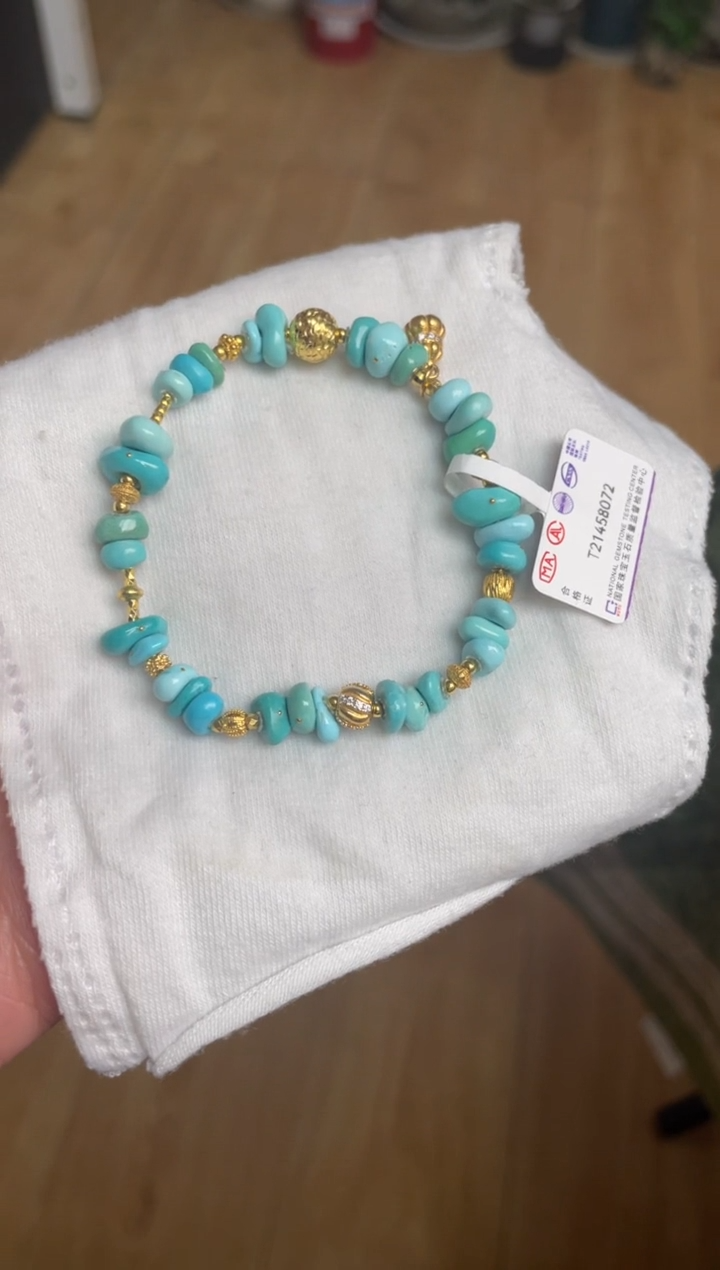 银S925镶嵌绿松石手串60