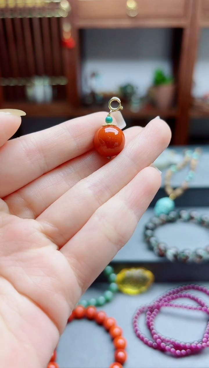 南红玛瑙未镶嵌颈饰南红单珠吊坠DN赠链