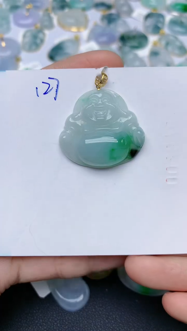 【闪购商品】翡翠颈饰18K金镶嵌天然翡翠A货    