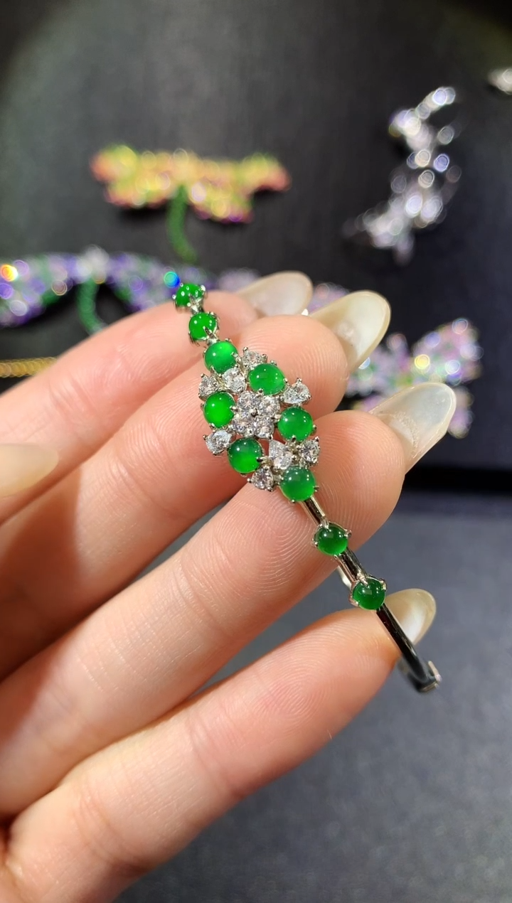 【闪购商品】翡翠手镯银S925镶嵌221-手镯（多样性发货一件