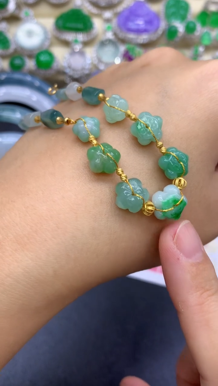 18K金镶嵌手链翡翠74-中国好珍宝