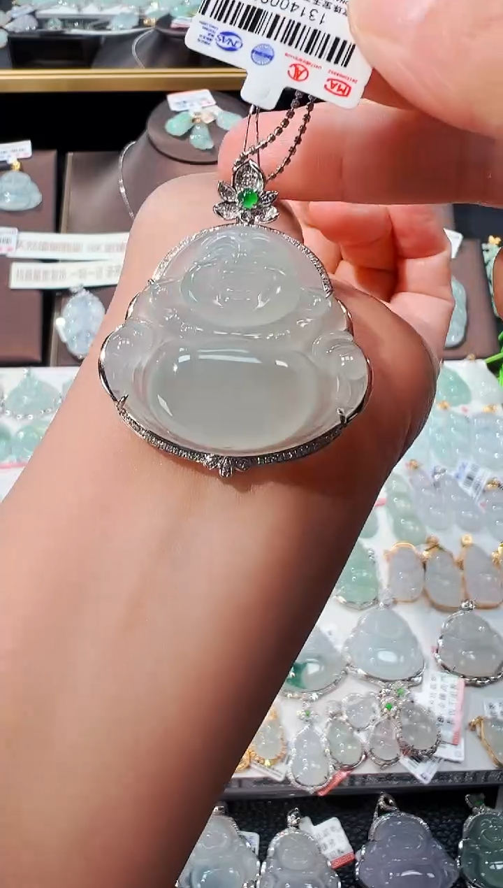 【闪购商品】翡翠吊坠(不含链)18K金镶嵌佛公吊坠889