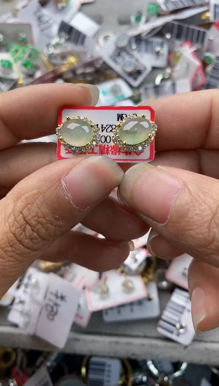 银S925镶嵌戒指翡翠11---7