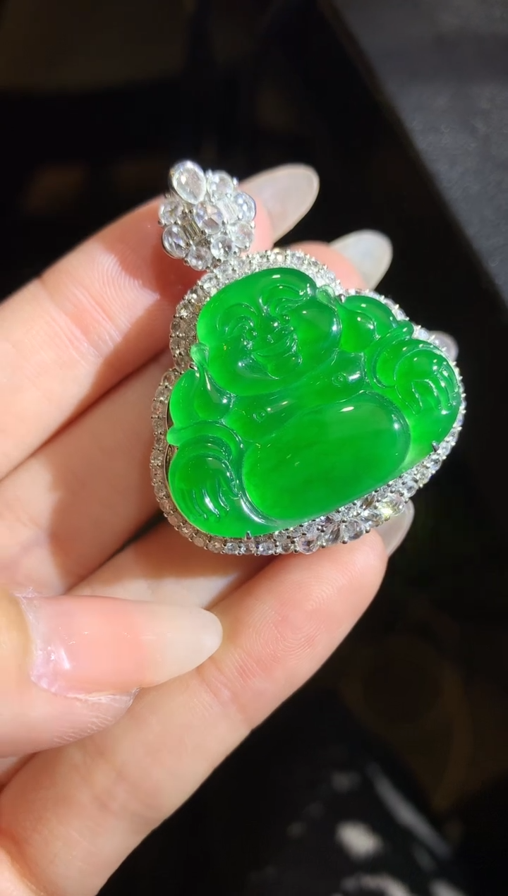 【闪购商品】翡翠吊坠(不含链)18K金镶嵌4-佛公59800