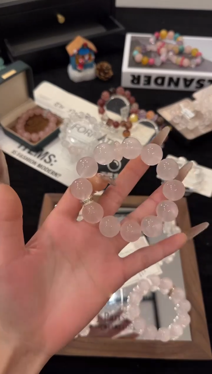 合金手链水晶粉水晶x3644