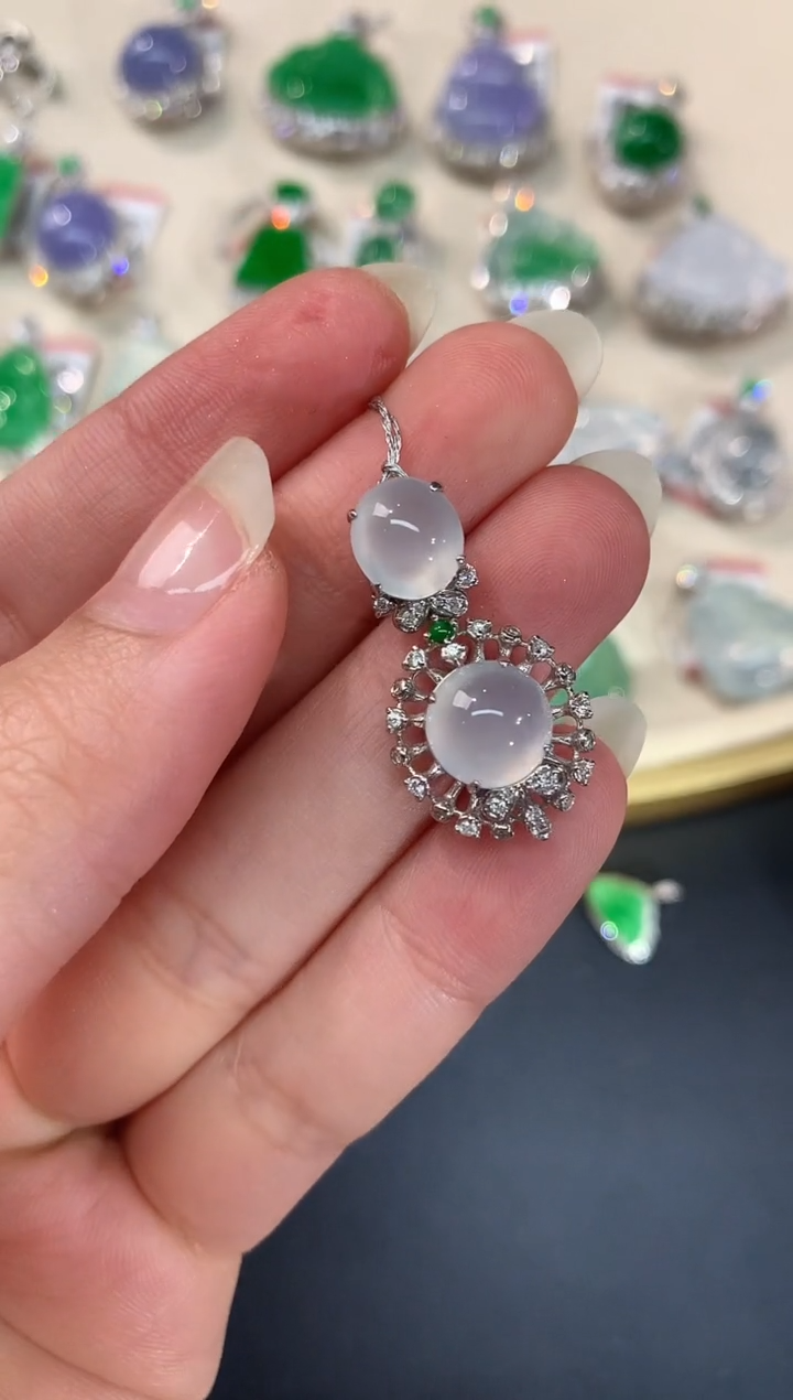 【闪购商品】翡翠吊坠(不含链)18K金镶嵌A52|6980