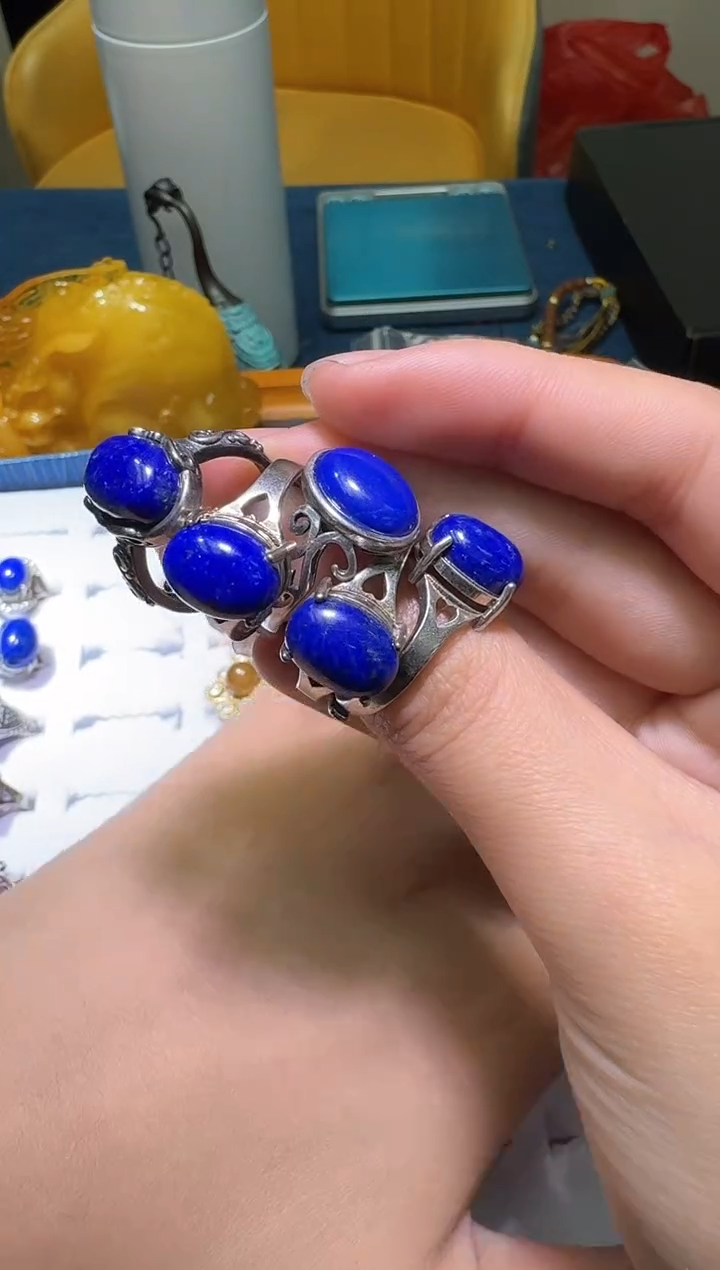 【闪购商品】青金石戒指银S925镶嵌多样性发其一609