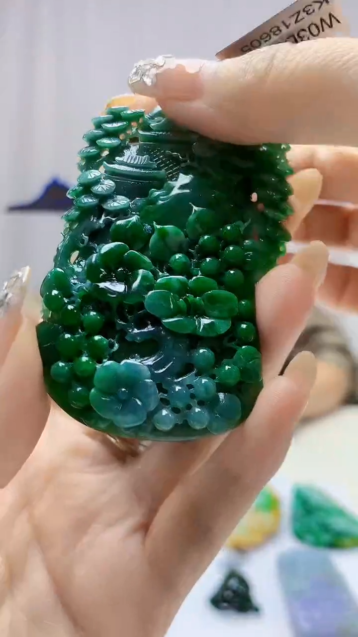 定制翡翠未镶嵌4688DD-毛货挂件赠珠链134