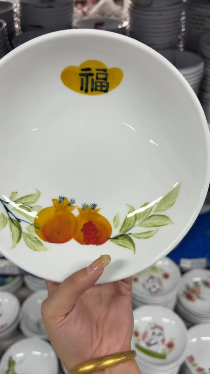 瓷片景德镇高温陶瓷食品级手绘釉中彩-圆深盘