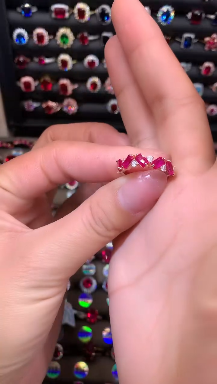 【闪购商品】红宝石戒指银S925镶嵌玫瑰金