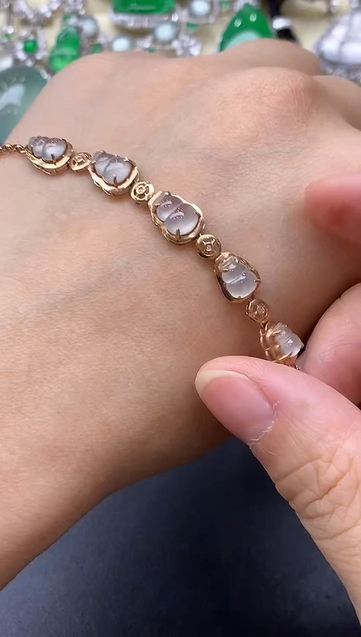 18K金镶嵌手链翡翠352-中国好珍宝