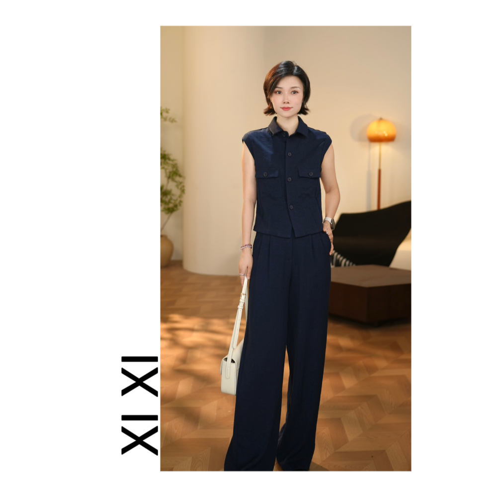 Xi 25419夏新款套装女2025高定轻奢气质显瘦马甲+裤子套装女