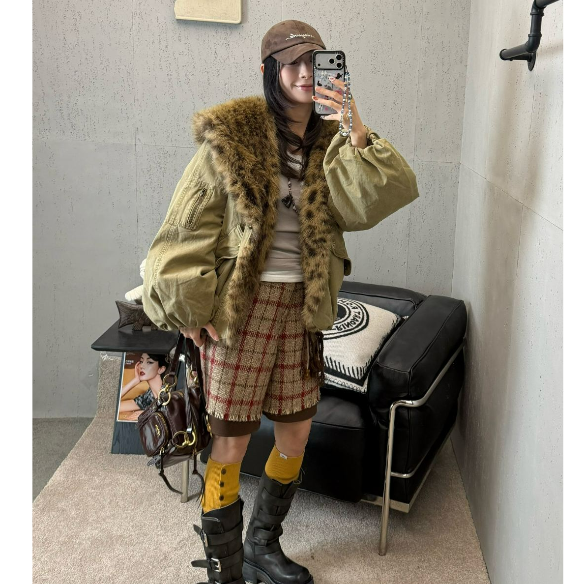 【欧阳娣娣同款】PHORM2025冬装新款大毛领保暖夹克外套W18852556